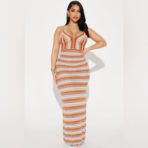 Fashion Nova Multicolor Crochet Maxi Dress